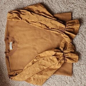 Anthropologie Crew Neck Sweater with Puff Sleeves